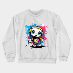 Cute cartoon Robot. Funny cyborg. Crewneck Sweatshirt